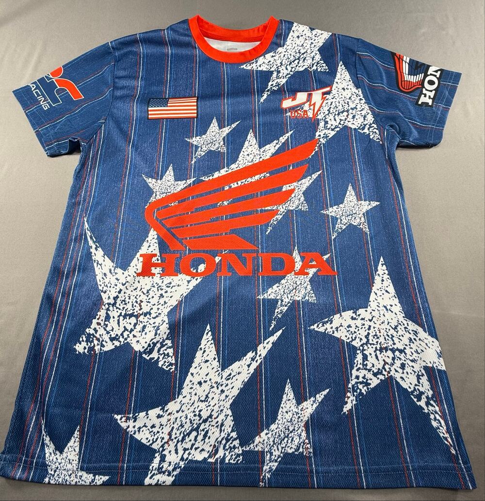 Honda Racing USA Motocross Jersey Men’s Large NWOT Blokecore Patriotic Red Blue